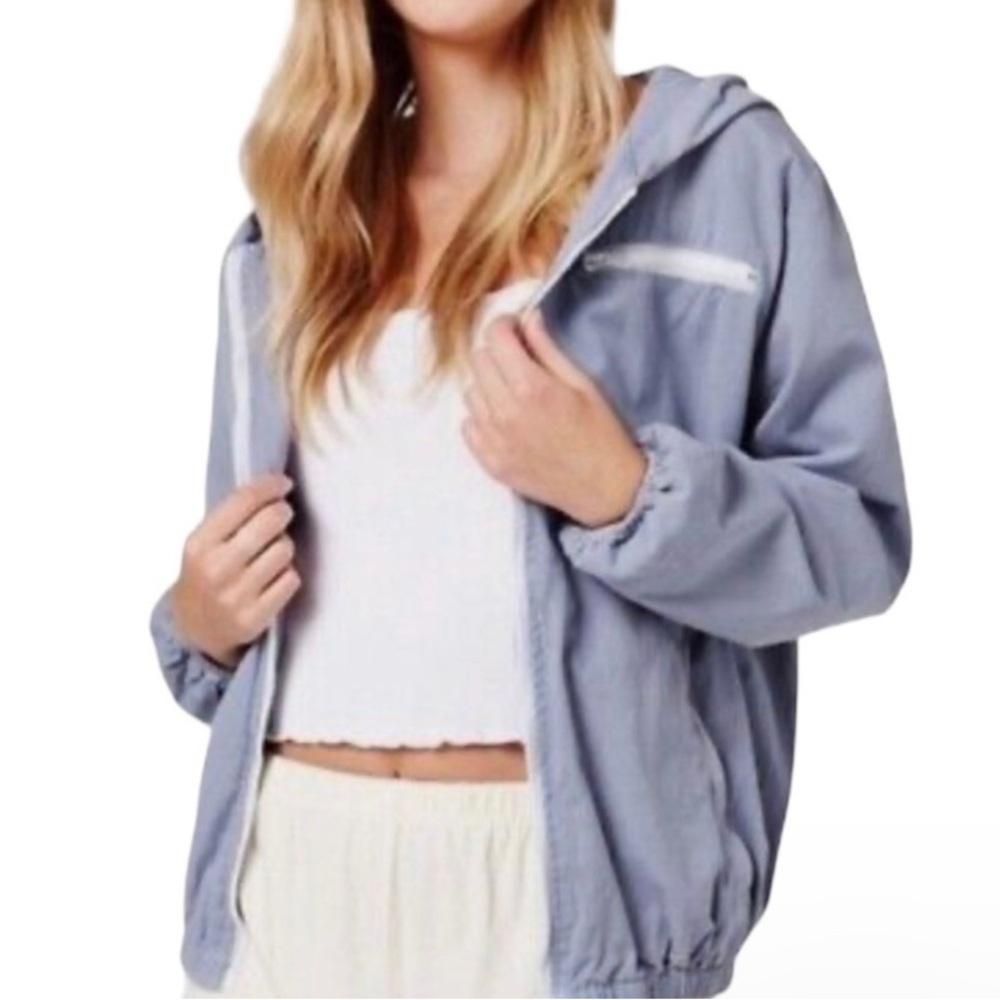 Vintage Brandy Melville John Galt Krissy Blue Windbreaker Jacket Hood